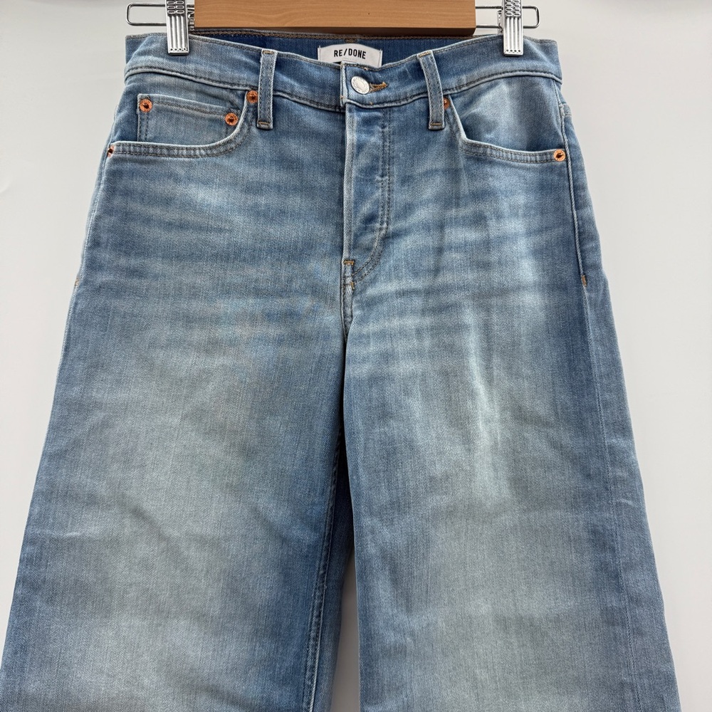Re/Done NWT Marea Cropped Jeans Women’s Size 26 Wide Leg Mid‎ Rise Light Wash - Picture 3 of 13